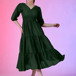 Raiyani Enterprise V-Neck Fit & Flare Maxi Dress-image-84