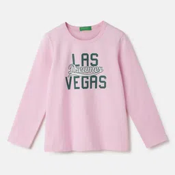 United Colors of Benetton Girls Typography Printed Pure Cotton Applique T-shirt-picture-29