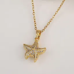 Estele Gold-Plated Artificial Stones Studded Star Shaped Pendant With Chain-picture-16