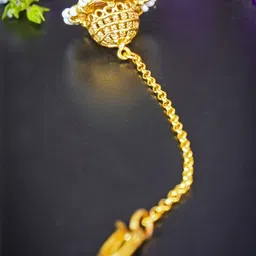Richlook Gold-Plated Artificial Stones Studded & Pearls Beaded Maang Tikka image 2