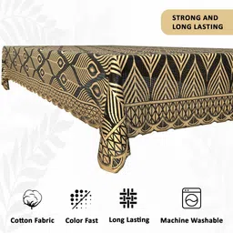RUBOXA Gold-Toned Geometric Printed Cotton 6-Seater Table Cover image 2