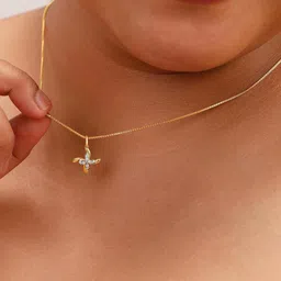 Mia by Tanishq 14Kt Gold Intersecting Lines Diamond Pendant image 4