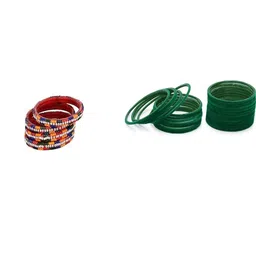 SOMIL Set Of 28 Alloy Artificial Stones and Beads Bangle-picture-38