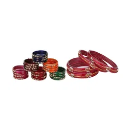 SOMIL Women Set Of 7 Multicolor Glass Bangles Set-picture-28
