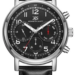 KENNETH SCOTT Men Printed Dial & Leather Straps Analogue Watch K24119-SLBB image 2