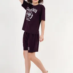 Lugo Typographic Printed Round Neck T-Shirt With Shorts image 2