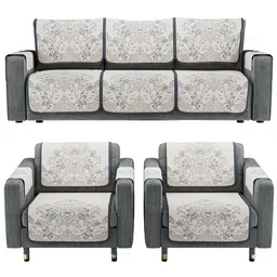 Kuber Industries Blue Cotton Sofa Cover With Arms image 4