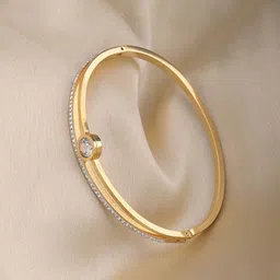 PALMONAS 18K Gold-Plated Stainless Steel Cubic Zirconia Kada Bracelet-picture-34