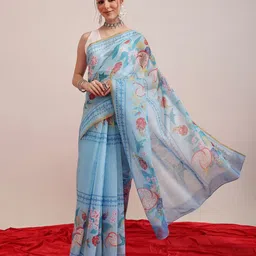 Silk Land Floral Printed Chanderi Saree-picture-39