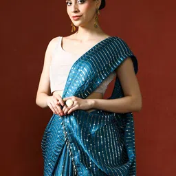 Mitera Embellished Sequinned Heavy Work Saree image 5