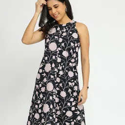 Pink Fort Floral Print A-Line Dress-image-24