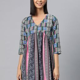 Cottinfab Abstract Print Crepe Empire Longline Top-picture-13