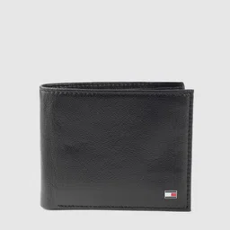 Tommy Hilfiger Men Black Leather Solid Two Fold Wallet image 1