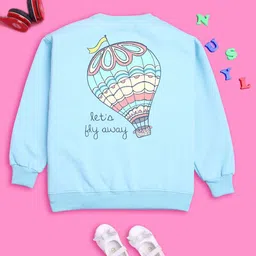 NUSYL Girls Graphic Printed Oversized Fleece Sweatshirt-picture-26