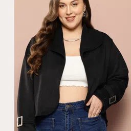 Sztori Plus-Size Crop Open Front Jacket-picture-10