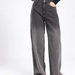 glitchez Women Timeless 90's Baggy Wide Leg High-Rise Heavy Fade Jeans-image-25