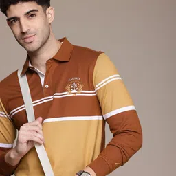 Nautica Striped Polo Collar Pure Cotton T-shirt-picture-45