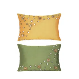 Alina decor Multicoloured Set of 2 Embellished Rectangle Cushion Covers image 2