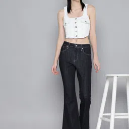 Levis Women 726 Flared High-Rise Light Fade Stretchable Jeans image 4