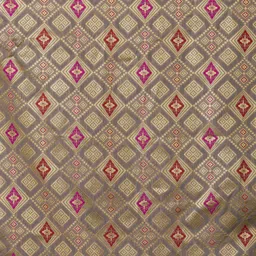 Mitera Khaki & Gold-Coloured Silk Blend Woven Design Kanjeevaram Saree image 4