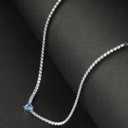 GIVA 92.5 Sterling Silver Blue Heart Necklace for Women-picture-22