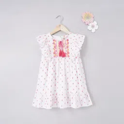 Ed-a-Mamma Kids White Embroidered Flared Dress-picture-19
