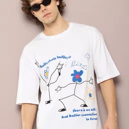 Kook N Keech Men Graphic Printed Drop-Shoulder Sleeves Oversized Pure Cotton T-shirt-picture-28