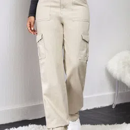 NU CLOTHS Women Jean Regular Fit High-Rise Cargos Jeans-image-91