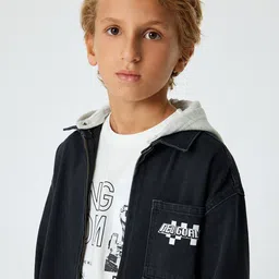 Koton Boys Floral Longline Bomber with Patchwork Jacket image 2