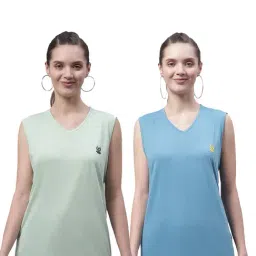 Vimal Jonney Mint & Blue Cotton Logo Print T-Shirt (Pack Of 2)-picture-20