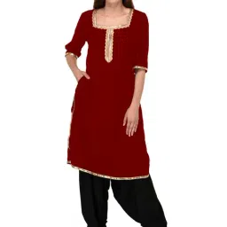 PATRORNA Maroon Regular Fit Kurta-picture-28