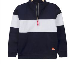 Cherry Crumble Unisex Navy Blue & White Colourblocked Sweatshirt-picture-14