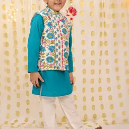 BownBee Boys Regular Pure Cotton Kurta with Pyjamas image 5