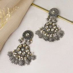 Teejh Ethnic Kayraa Gold and Silver Oxidized Dangler Earring-picture-31