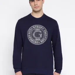 Guess Organic Cotton French Terry Marine Heather Typography Round Neck Regular Fit Sweatshirt-picture-47