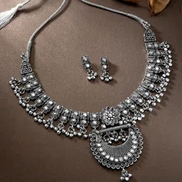 Peora Silver-Plated Oxidised Jewellery Set image 1