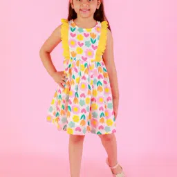 Lil Drama Kids White Floral Print Dress-image-37