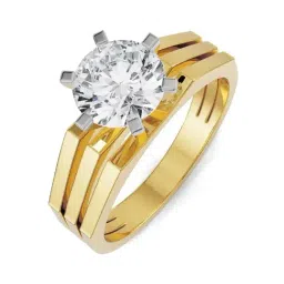 EMORI Yellow Gold Bold Solitaire Lab Grown Diamond Ring-image-31