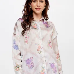 AND Women Cream-Coloured Floral Semi Sheer Printed Casual Shirt-picture-14