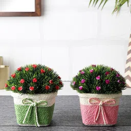 FOLIYAJ Set of 2 Artifical Flowers With Pots-picture-10