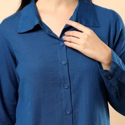 HERE&NOW Cotton Flex Solid Shirt With Trousers Set image 4