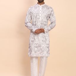 Pro-Ethic STYLE DEVELOPER Men Abstract Printed Cotton Kurta with Trousers-picture-27