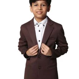 TAHVO Kids Brown Slim Fit Full Sleeves Blazer-picture-10