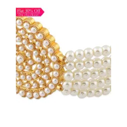 Zaveri Pearls Gold Tone Multistrand Pearls Ethnic Choker Necklace & Earring Set For Women-ZPFK10002-picture-30