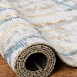 Kaleen India Teal Abstract Anti-Skid Polyester Carpet image 4