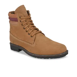 Delize Men Tan Textured Leather Flat Boots-image-80