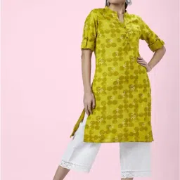 Rangmanch by Pantaloons Green Printed Straight Kurta-picture-23