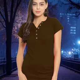 Boldwink Women V-Neck Raw Edge Slim Fit T-shirt image 2