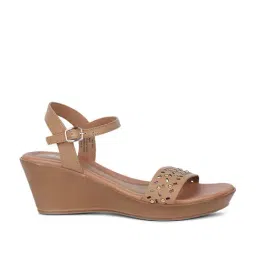 Bata Women's Brown Ankle Strap Wedges-picture-27
