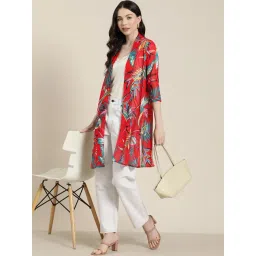 Qurvii Red Printed Shrug image 4